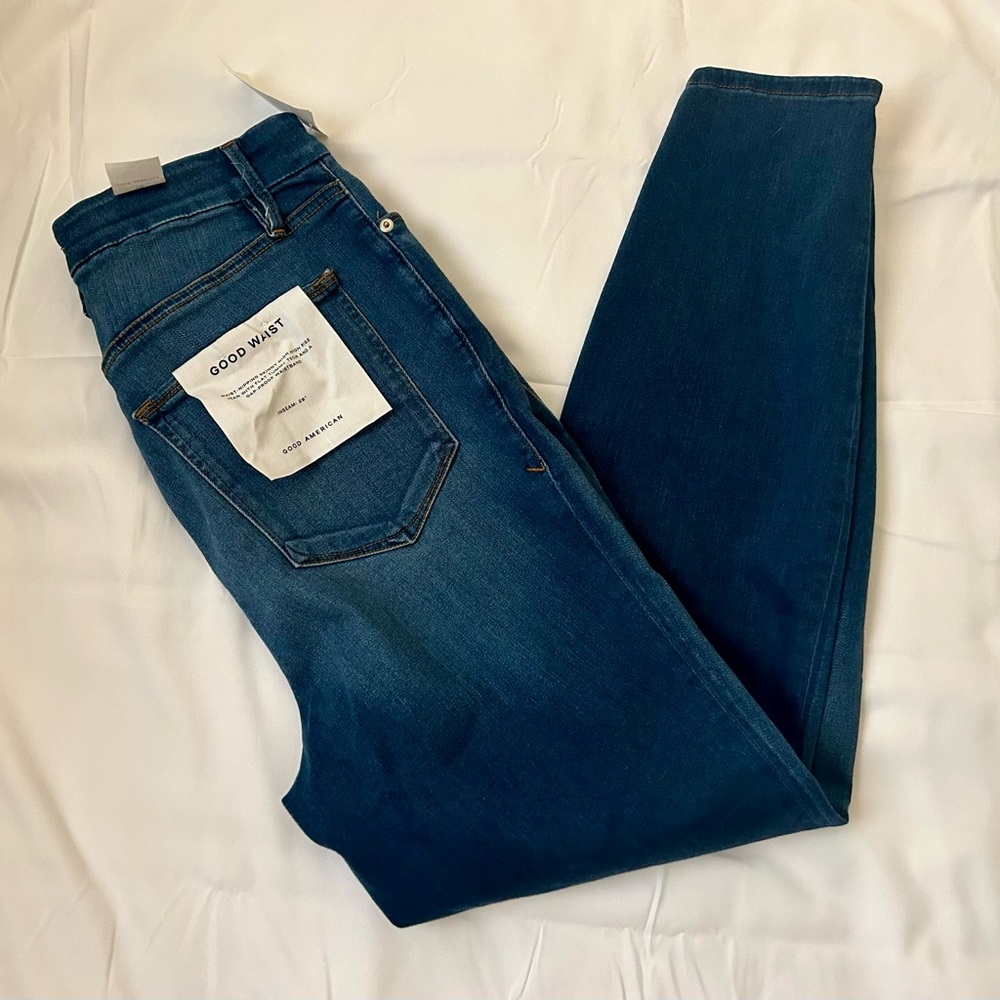 Good American Good Waist High Rise Ankle Crop Skinny Jeans - Size 15- NWT